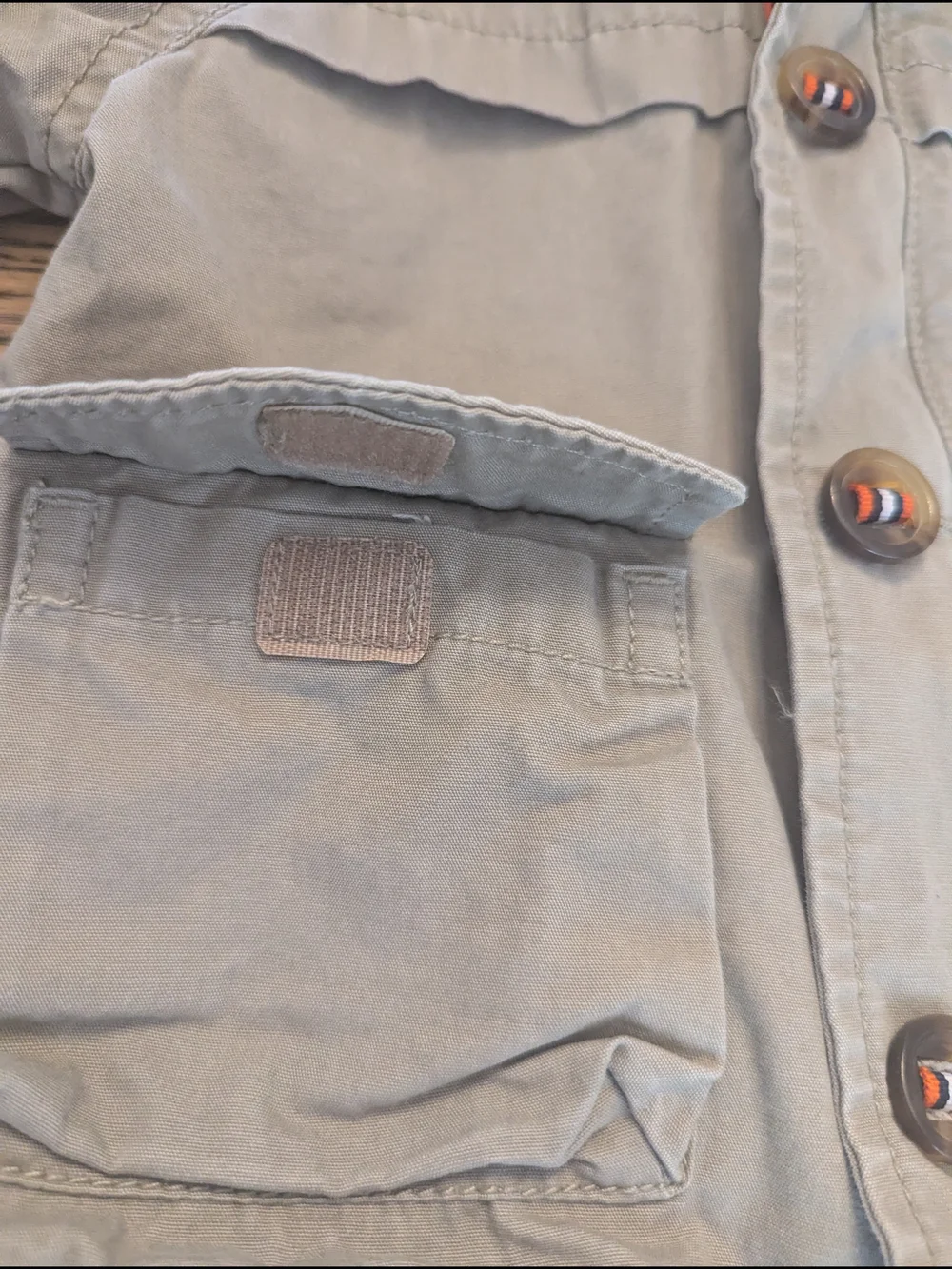 EUC Baby Gap Boys 6-12 month Khaki Beige Utility Jacket Hooded Black Lining